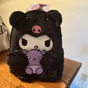Kuromi Black and Purple Loungefly Backpack - glows in the dark